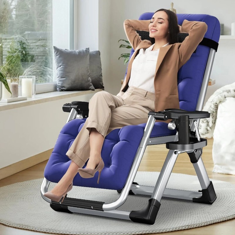 H&ZT Adjustable Chair Folding Lounge Chair Reclining Patio Chairs with