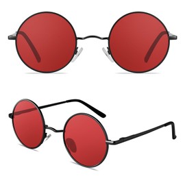 CGID Retro Round Polarized Sunglasses for Men Women Circle Metal Hippie Shades UV400 Protection E01