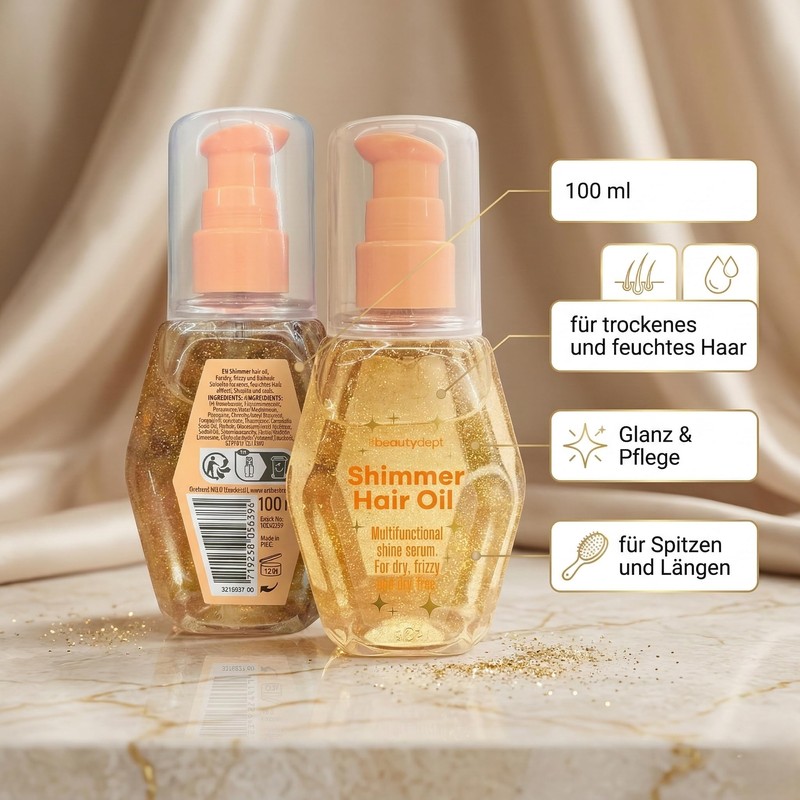 Shimmer Hair Oil, siero per capelli secchi e crespi, 100