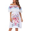 YZXDORWJ Women Embroidered Mexican Present Lace Off-Shoulder Dress (XL, 321W)