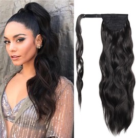 FAELBATY Hair Extensions Ponytail Synthetic Magic Paste Wrap Around Ponytail Long Curly Wave Heat Resistant Clip in Ponytail Hair Extensions for Women(20Inch 4#)