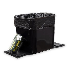 Car Trash Can – Leakproof 1.4 Gallon Compact Garbage Bin with Stability Flap & Anti-Slip Base | Portable Trash Holder for Cars, Trucks, SUVs, Minivans – Includes Trash Bags (Black, Large)