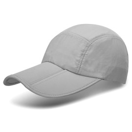 Therma Pro UPF 50+ Foldable Baseball Cap Sun Protection Quick Dry Portable Hats for Men or Women, Light Gray