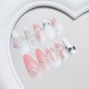 24Pcs Cat Eye Press on Nails Medium Almond Summer Flower