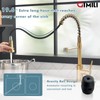 GIMILI Brushed Gold Kitchen Faucet with Soap Dispenser, Single Handle