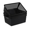 Waikhomes Plastic Storage Baskets for Organizing, Pack of 4 (Black)