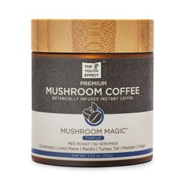 Canadian Mushroom Coffee infused with 6 Superfood Mushrooms; Organic Cordyceps, Lion's Mane, Reishi, Turkey Tail, Maitake, & Chaga Adaptogens for All-Day Thrive, Energy, Focus, Stress Relief, Digestion, & Immunity, Low Caffeine Coffee Substitute. (Adapto