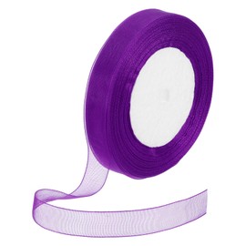 DMiotech 50 Yards Organza Ribbon 5/8 Inch Dark Purple Chiffon Ribbon Shimmer Sheer Gift Wrapping Ribbons for Flower Bouquets Wedding Birthday DIY Decoration