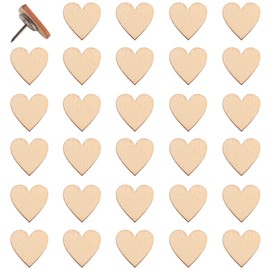 FoyaHome 30 Pcs Unique Love Thumbtack Wooden DIY Push Pin for Photo Wall Map Cork Board Paper Photo Picture Memo Decoration Drawing Pins Heart Shape Best Gift (Small)
