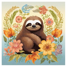 51buyoutgo Sloth 11ct Cross Stitch Kits, 11 CT Funny Pre Printed Counted Stamped Cross Stitch Embroidery Needlepoint Needlework Patterns Kits for Beginners Adults Animal Crossstitch Wall Decor 36x36cm