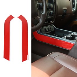 PDKLIN for Silverado Center Console Gear Shift Side Panel Trim Cover for Chevy Silverado GMC Sierra 2014-2018 Red Interior Accessories 2pcs