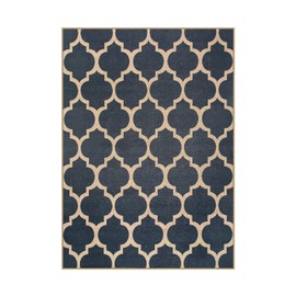 Lahome Moroccan Easy Jute Rug, Outdoor Rug 5x7 for Living Room Patio, Neutral Trellis Washable Carpet for Dining Room, Deep Blue Non-Slip Lightweight Stain-Resistant Floor Carpets