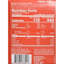 Red Bull Energy Drink, Watermelon, 8.4 Fl Oz (4Count), Summer Edition, 33.6 Fl Oz (Pack of 6)