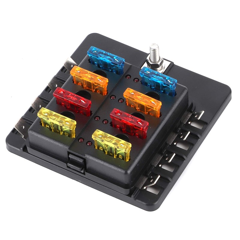 8-Way Blade Fuse Block, 8‑Way Terminal Fuse Box Car Boat
