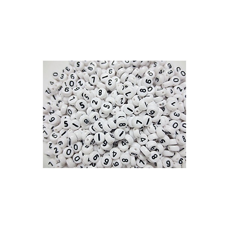 500 White Number Beads 7mm Round Number Beads for Making
