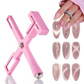 GZMAYUEN 5 in 1 Cat Eye Magnet Nail Magnet, Pink Multifunctional Cross, Strong Magnetic Magnet for Nails, Nail Design, Accessories, Tools