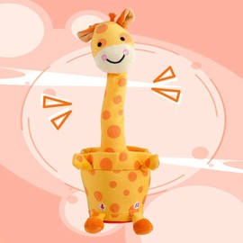 Children's Day Gift Dancing Talking Giraffe Toys - Electronic Rattle Toys for Kids - Repeat and Mimicking Musical Playtime Entertainment Plush:_Smiling giraffe
