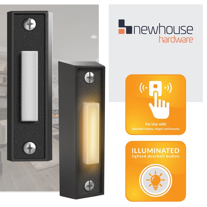 Newhouse Hardware BT4BL Doorbell Button, Black