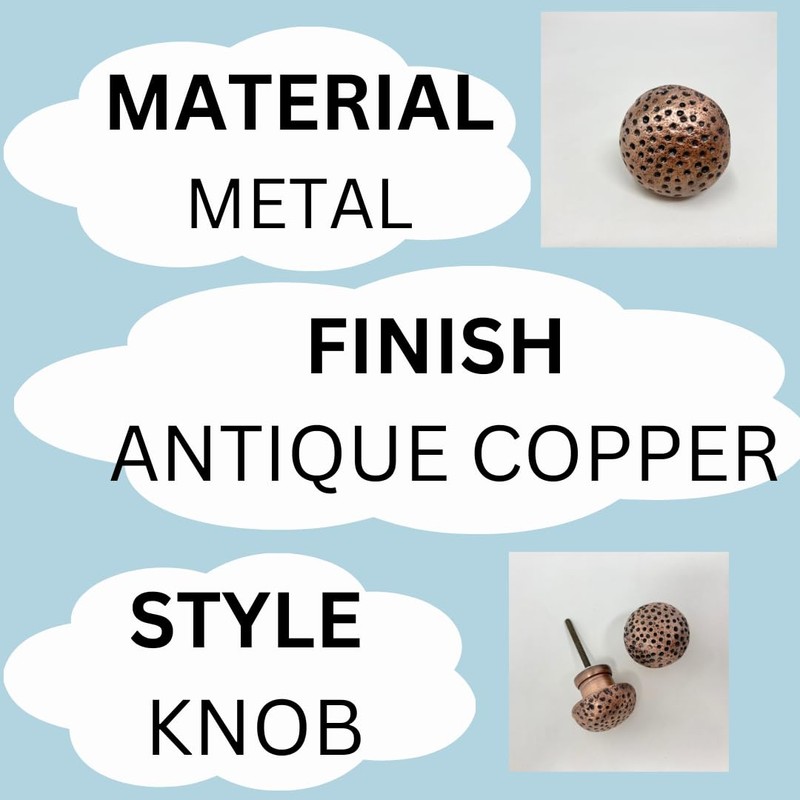 Antique Copper Hammered Knob & Cup Handle Cabinet - Drawer