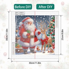 Diamond Art Painting Kits for Adults, Christmas Santa Claus 5D Special Shape Diamond Art Kits for Beginners, Crystal Rhinestones Diamond Art Painting for Home Wall Christmas Decor Gift 12×12inch