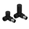 Team Controls Matt Black Corner Towel Rail Radiator Rad Valves