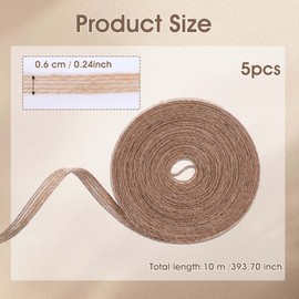 DOPENSPI 5 Rollen Juteband, 0.6x1000cm Vintage Dekoband Jute Band Geschenkband Burlap Ribbon für Handwerk Hochzeit DIY Party Basteln Weihnachten Deko
