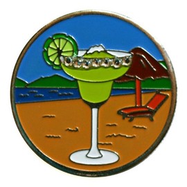 Margarita on The Beach Golf Ball Marker with Crystals and Matching Hat Clip