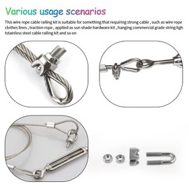 M6 Cable Clamps Thimbles 1/4 Inch Wire Rope Clamp Silver Thimble and Aluminum Crimping Loop 304 Stainless Steel Wire Rope Accessory Kit for 1/4 Inch Wire Rope Cable Thimbles Rigging