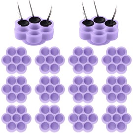 Maitys 200 Pcs Flower Glue Cup Lash Glue Holder Volume Eyelash Extension Flower Pallet Pad Easy Fan Eyelash Ring Cup Bulk for Women Girls Extension Lashing Supply Kit(Purple)