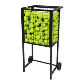 PANEKOLO Rolling Cart for Tennis Balls, Professional Tennis Cart Pickleball Hopper, Free Standing Tennis Ball Cart (Black)