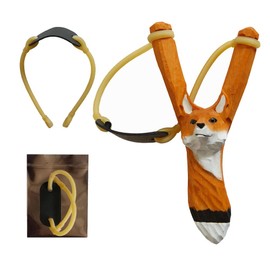 LongJT Wooden Animal Slingshot, Hand-Carved & Hand Painted (Fox)