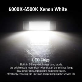 TECTICO LED License Plate Light SMD Canbus 6000K Xenon White for 106 1007 207 307 308 406 407 408 C2 C3 C4 C5 C6 C8 Berlingo, Pack of 2