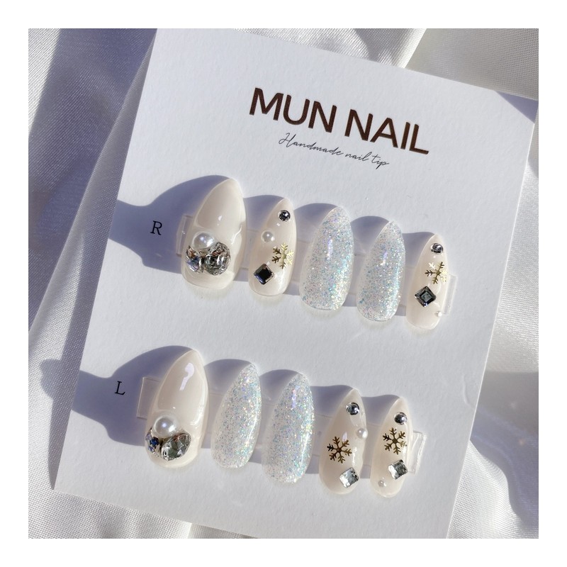MunNail Snowflake Nail Tips - Round / MunNail 눈꽃송이 네일팁