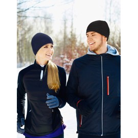 3 Pieces Winter Warm Skull Cap Soft Polar Fleece Beanie Hat Thick Windproof Watch Cap Skiing Outdoor Cap for Men Women (Dark Blue, Black, Camouflage)