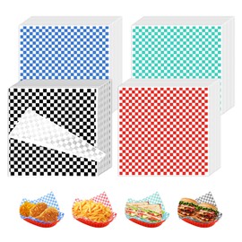 Oungy 400 PCS Deli Paper Sheets 12" x 12" Wax Paper Sheets for Food Sandwich Wrapping Paper Classic Checkered Food Basket Liners Grease Resistant Food Wrapping Paper for Barbecues Party Picnics
