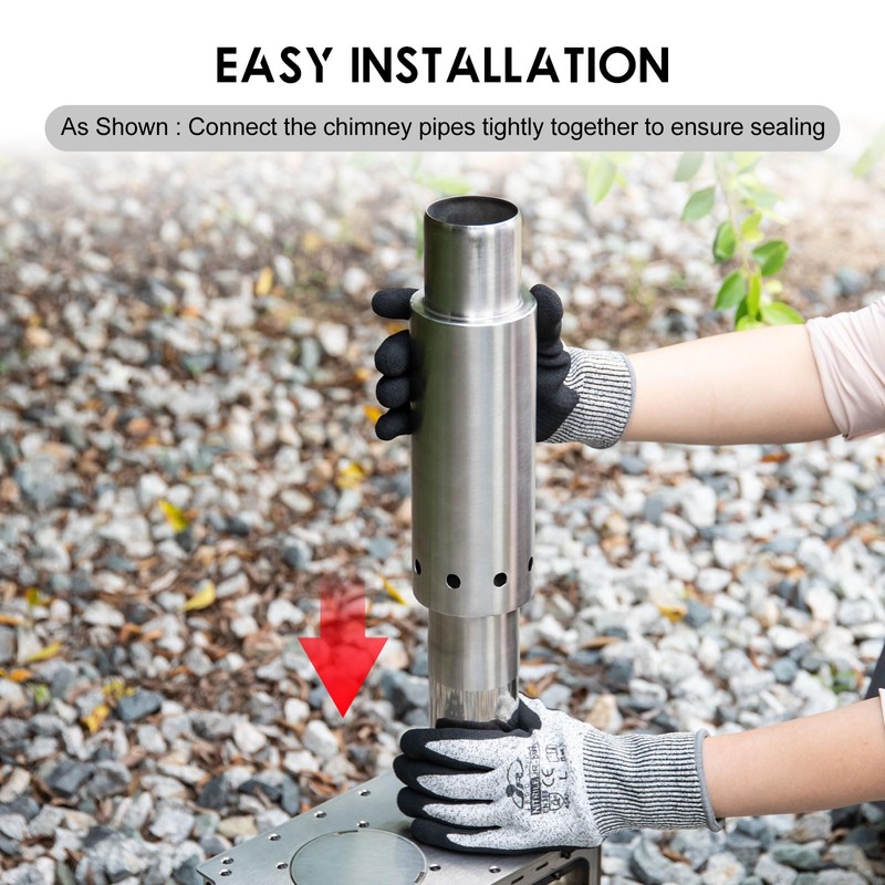 CHANGE MOORE 2.36in Secondary Burning Tent Stove Chimney Pipe, Internal