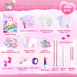Unicorn Gifts for Girls Stationery Set for Girls Birthday Presents Age 4-12 Year Old Girl Gifts for 4-12 Year Old Girls Toys for 3-10 Year Old Girls Toys Age 3-8 Girls Stationary Gift Sets Unicorn