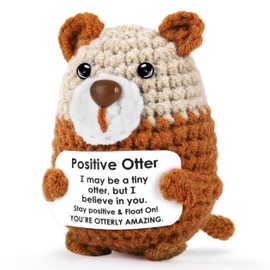 Tmtains Emotional Support Otter Gifts Crochet Positive Otter Cute Knitted Inspirational Animal Potato Small Plush Cheer Up Ornaments with Encouraging Card for Women Room Office Home Decoration