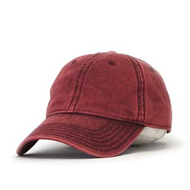 The Vintage Year Heavy Washed Wax Coated Cotton Adjustable Low Profile Men Women Baseball Cap (Snow Washed Maroon)