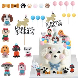 33 piezas de decoración para tartas de cumpleaños para perros, decoración de fiesta de cumpleaños para cachorros, suministros para fiestas temáticas de cumpleaños para cachorros