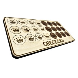 “Baltic Birch Replacement Checkers Pieces” come with a wooden sleeve and are laser engraved.
