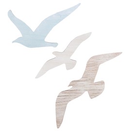Framendino, 3 Pack Wood Seagull Wall Decor Wooden Flying Sea Bird Hanging Sculpture Nautical Beach Theme Decorations Ocean Ornaments for Home Living Room