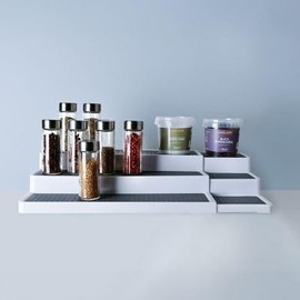 Lakeland 3-Tier Expandable Shelf with Non Slip Surface Extends from 37.5 to 65.5cm Wide Perfect for Tins