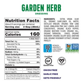 Fody Foods Vegan Garden Herb Salad Dressing | Low FODMAP Certified | Gut Friendly No Onion No Garlic | IBS Friendly Kitchen Staple | Gluten Free Lactose Free Non GMO