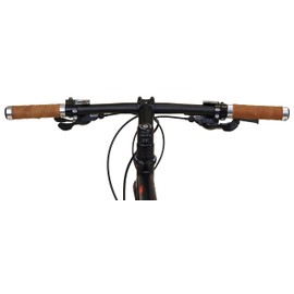 Gusti Maximilian S. Genuine Leather Handlebar Grip Bicycle Handle Brown Leather Metal Ring Silver Smooth