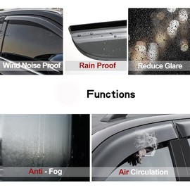 Puermto Side Window Wind Deflector, 2pcs Out-Channel Tape-On Dark Smoke Rain Guards Set, Window Visor fit for 2003-2007 Honda Accord 2-Door Coupe 92349