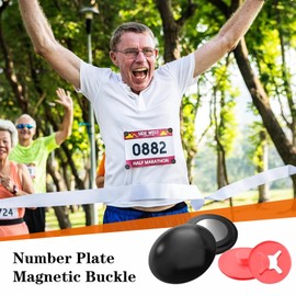 Start Number Magnets Pack of 8 Start Number Tape Start Number Magnets Attachment Magnetic Race Number Holder Magnetic Clips Attachment 4 Fabric Buttons for Use in Marathon