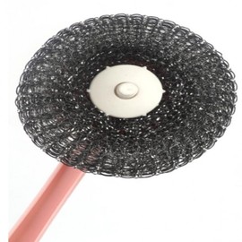 Stainless Steel Handle Scrubber Brush for Kitchen Cleaning Blue Pink 3ea
