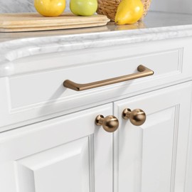 Asidrama 10 Pack 5 Inch(128mm) Champagne Bronze Cabinet Pulls Cabinet Handles Cupboard Handles Kitchen Cabinet Hardware for Cupboard Drawer Pulls