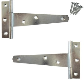 Keypak 2 Pack 100mm (4") T-Hinges Zinc Plated, Rustproof Metal Tee Hinges for Cabinets, Sheds, Barn Doors, Gates & External Use